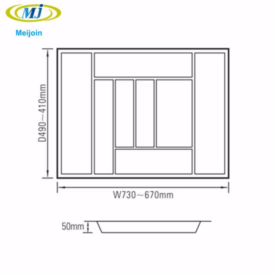 Bandejas de inserção para talheres de gaveta de cozinha em PVC de cor cinza
